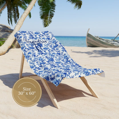 Coquette Chinoiserie Personalized Beach Towel
