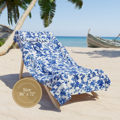 Coquette Chinoiserie Personalized Beach Towel