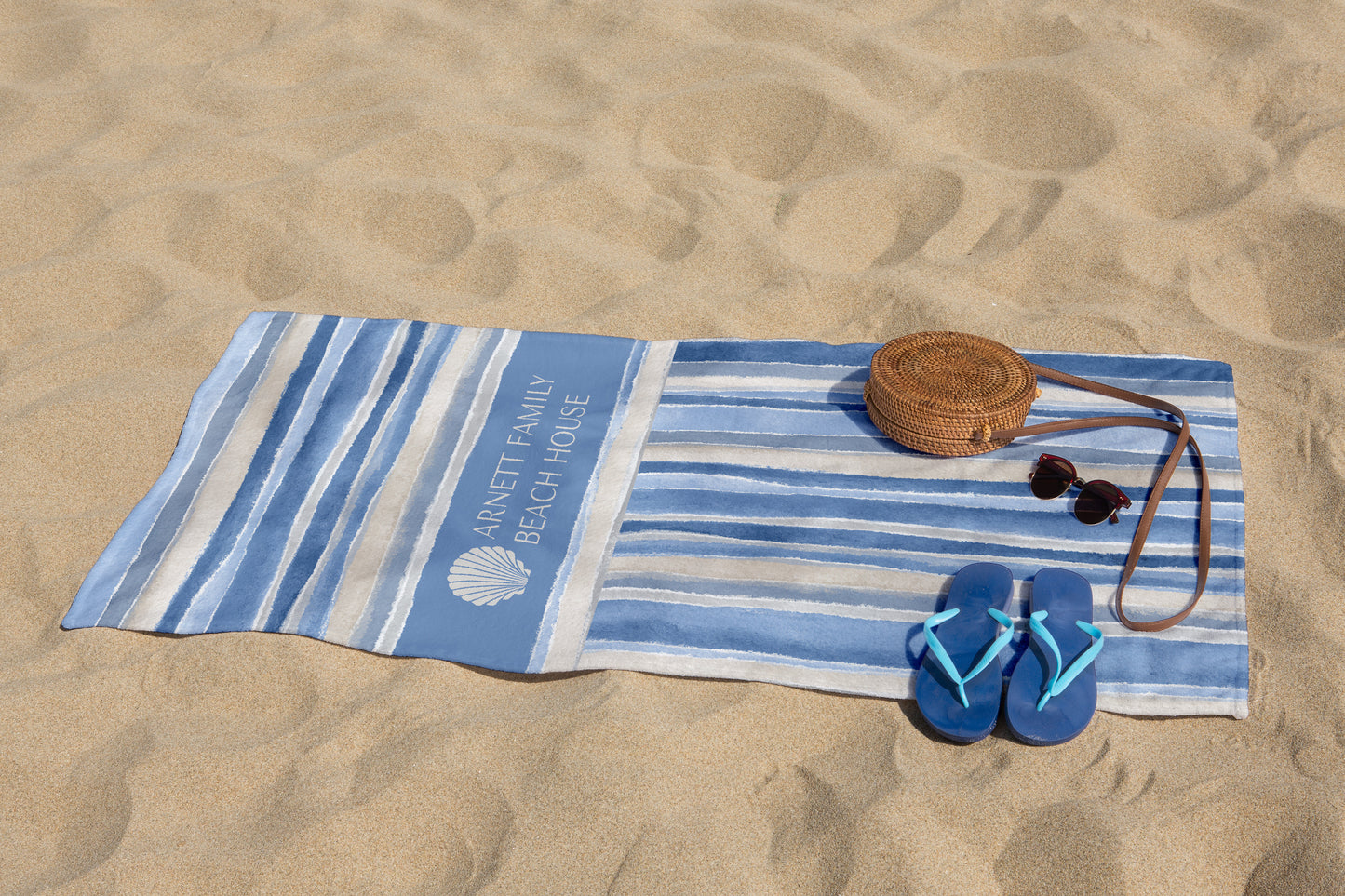 Personalized Coastal Stripe Beach Towel