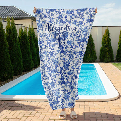 Coquette Chinoiserie Personalized Beach Towel