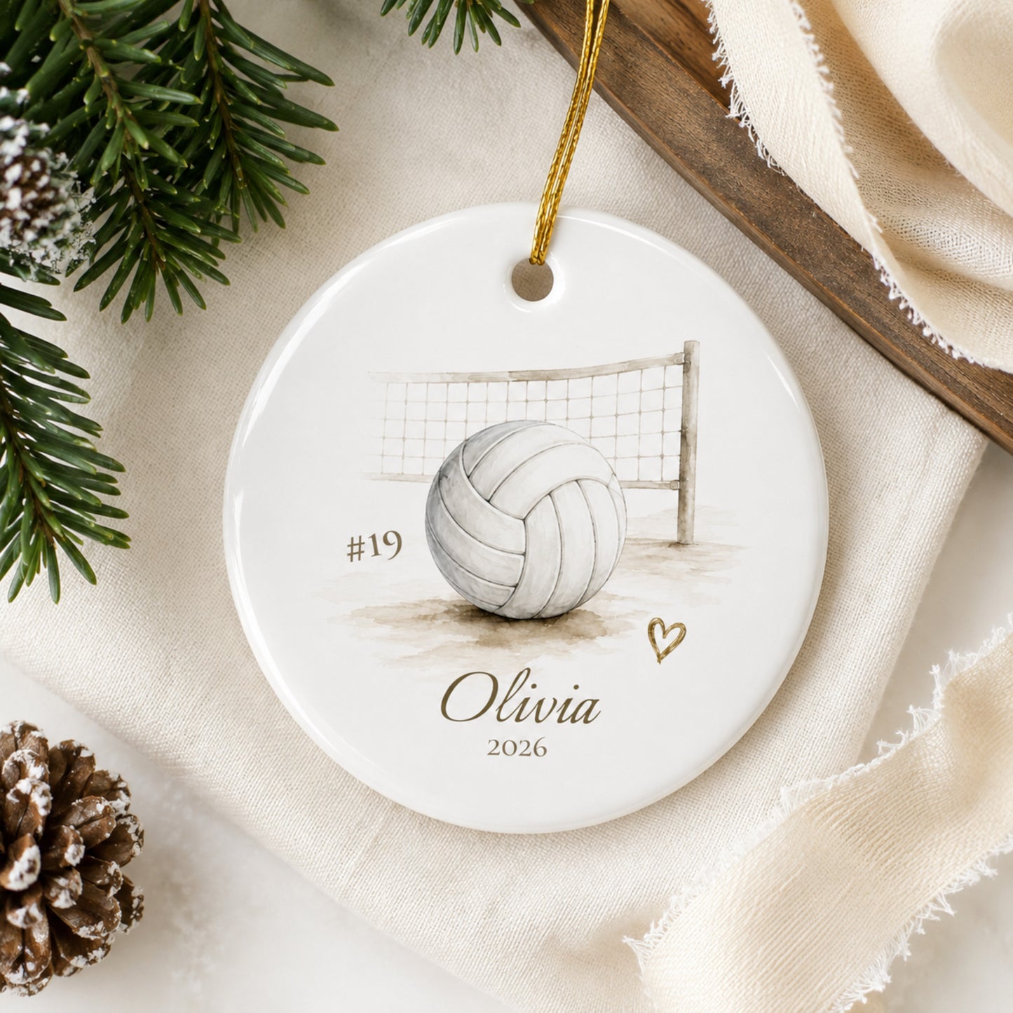 Personalized Ceramic Volleyball Ornament
