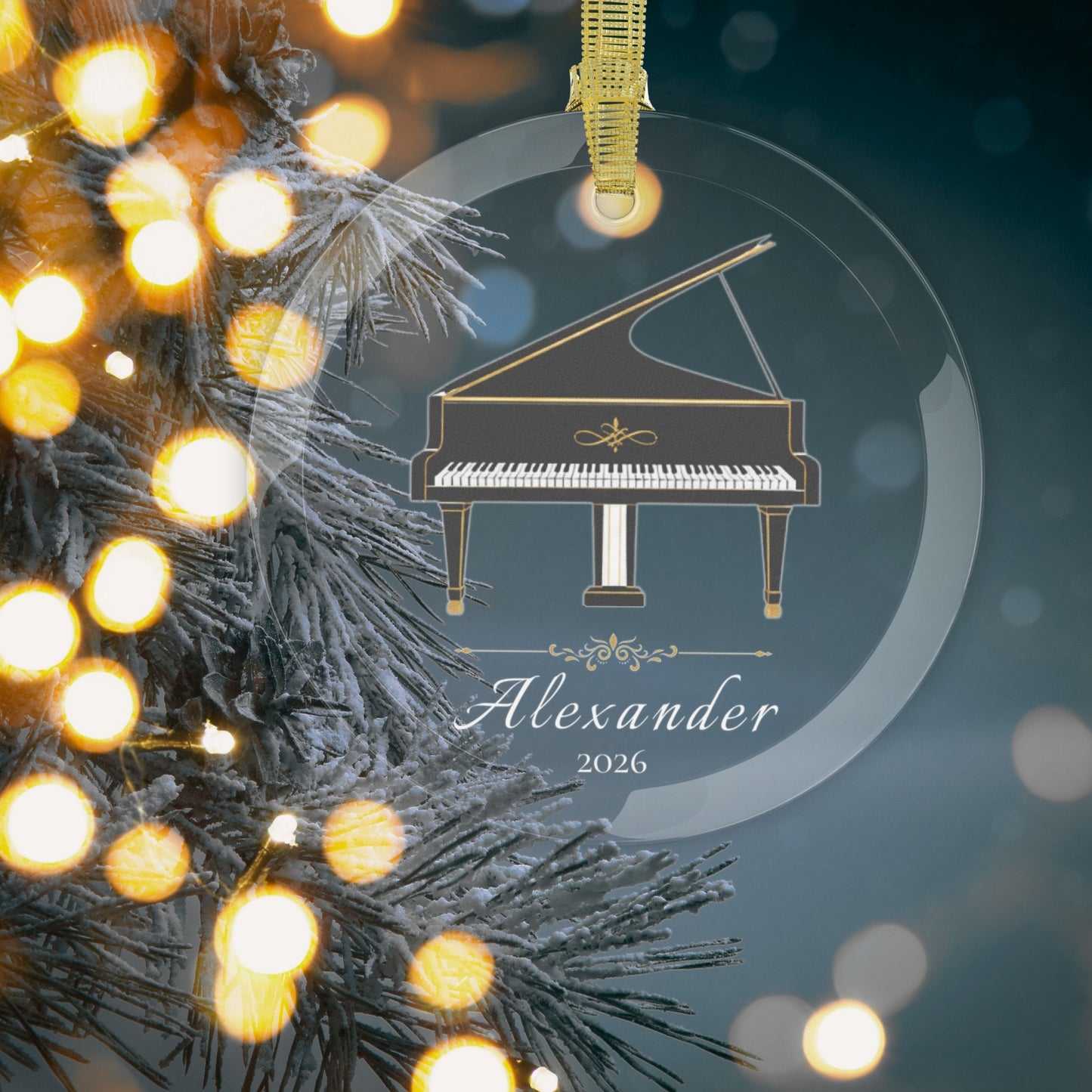 Personalized Glass Piano Ornament