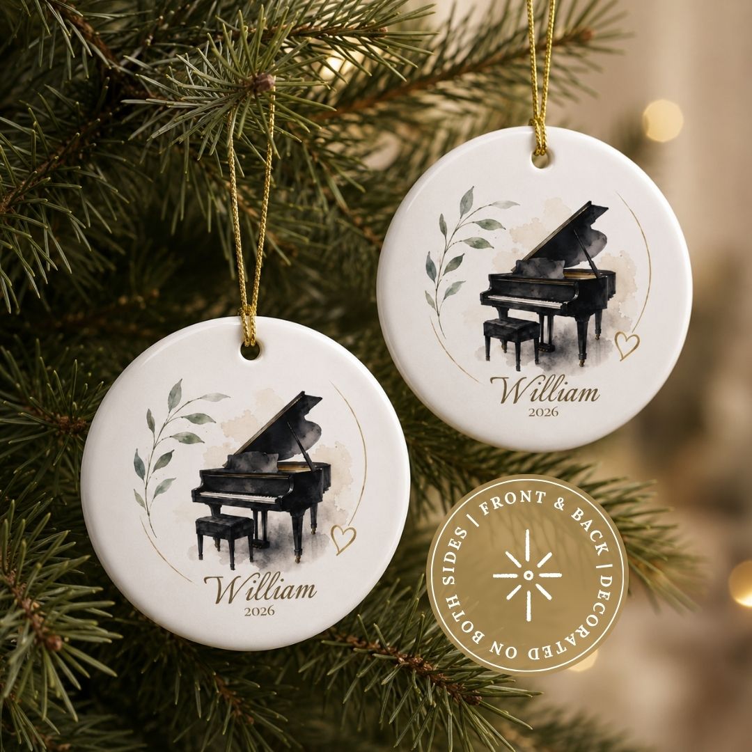 Personalized Ceramic Piano Ornament