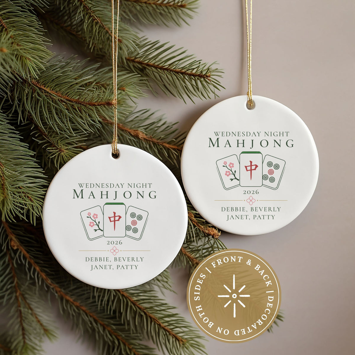 Personalized Mahjong Group Ornament
