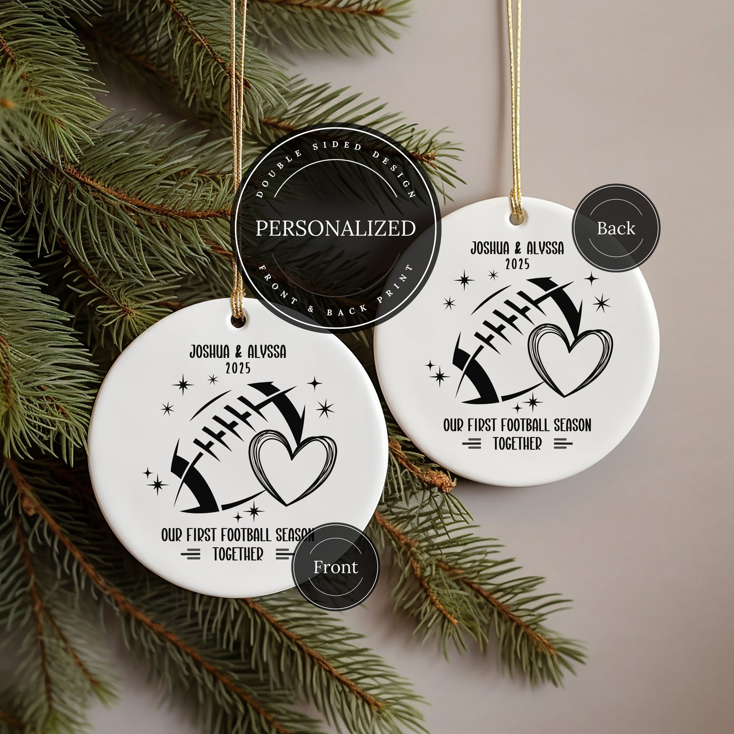 Custom Football Couple Ornament
