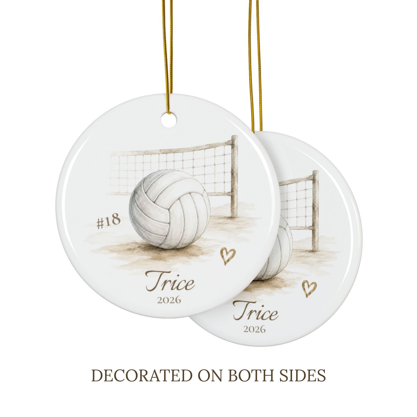 Personalized Ceramic Volleyball Ornament