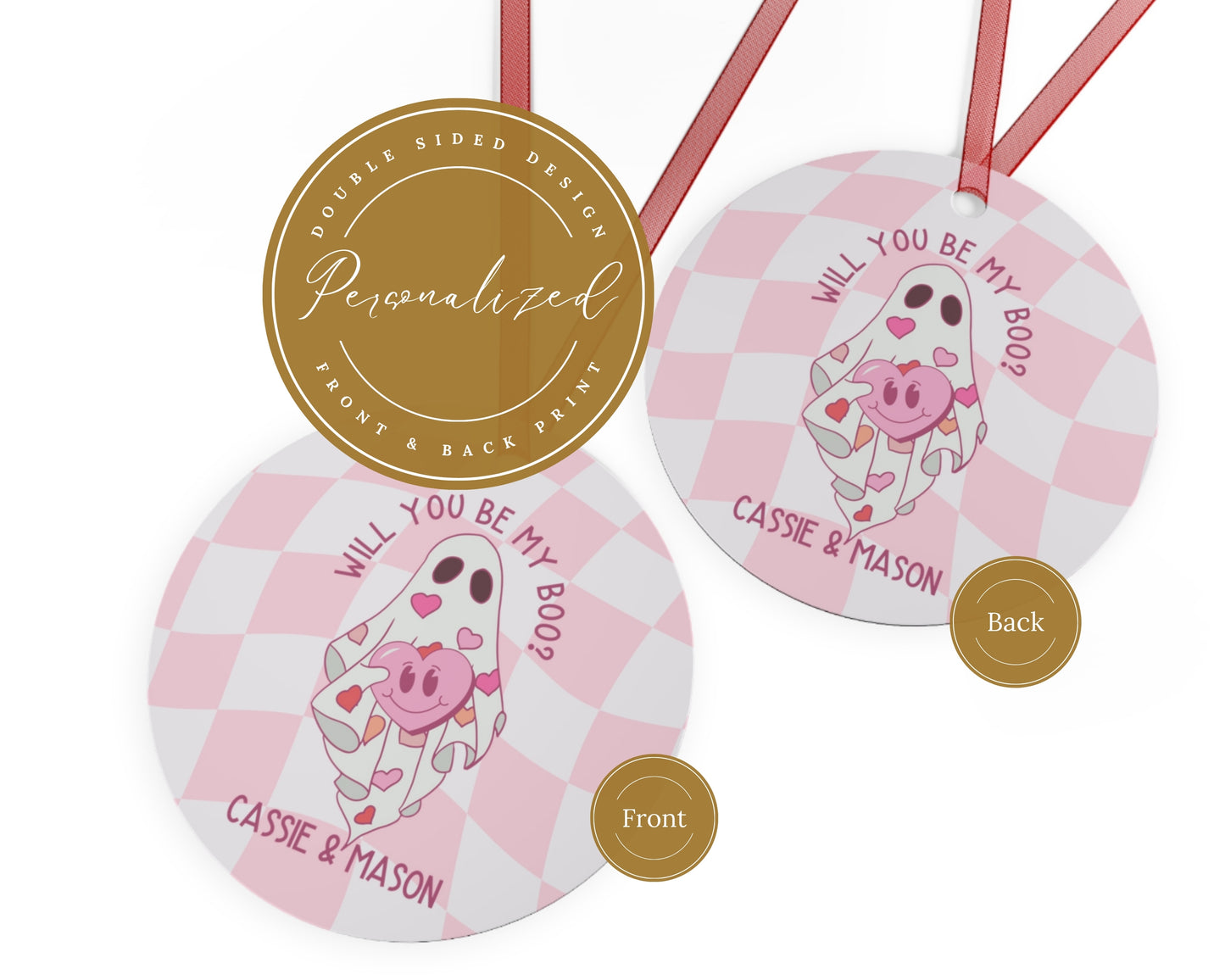 Personalized Ghost Valentines Day Ornament