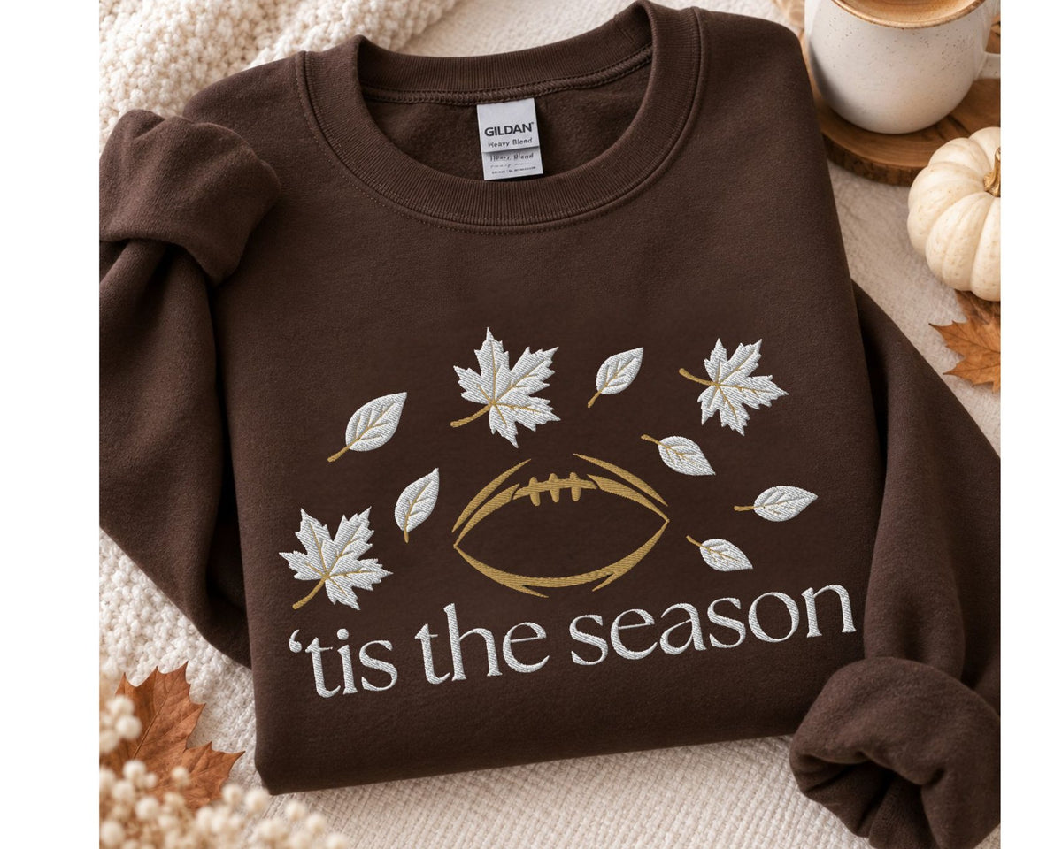 Embroidered Tis The Season Football Sweatshirt