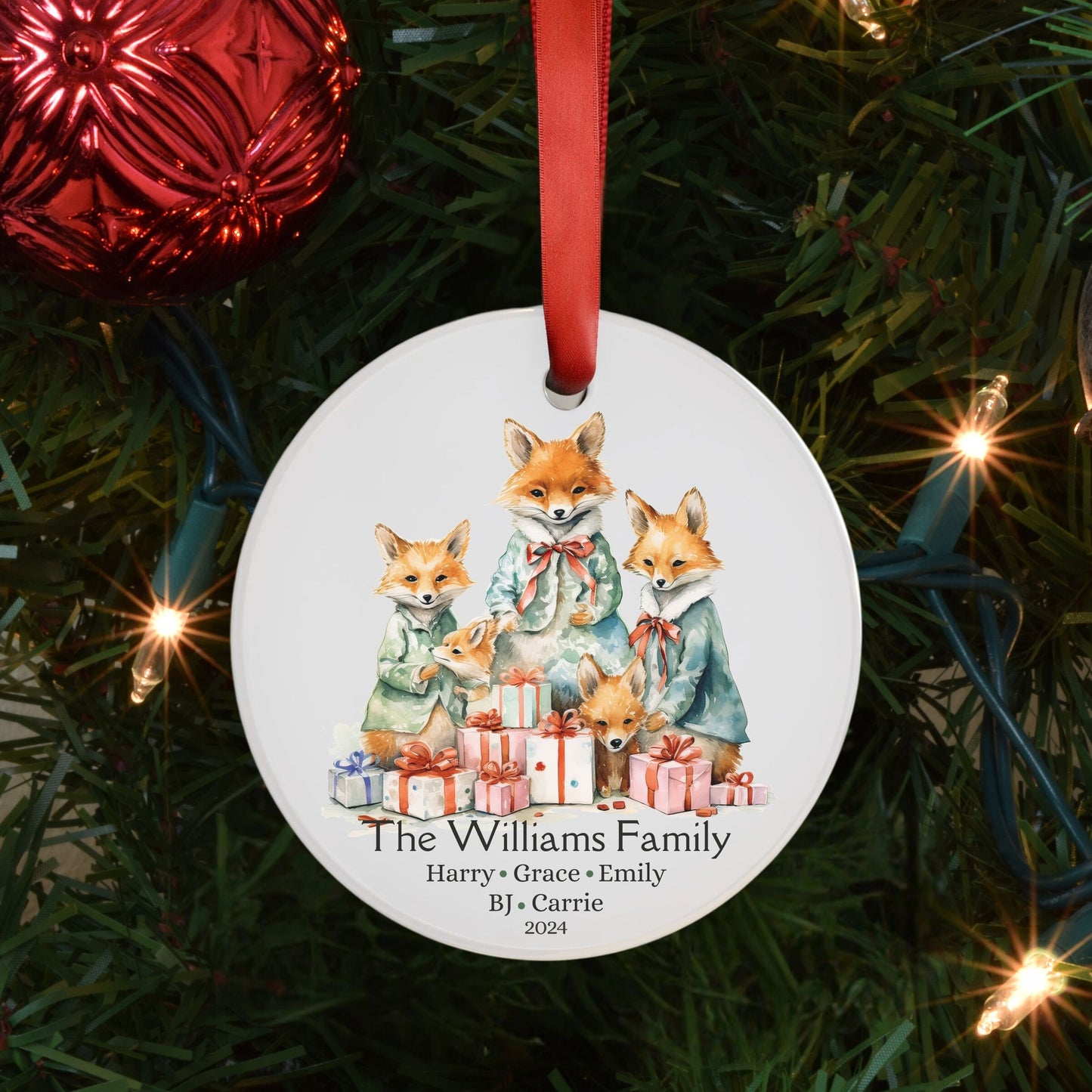 Personalized Family Of 5 Christmas Ornament With Names