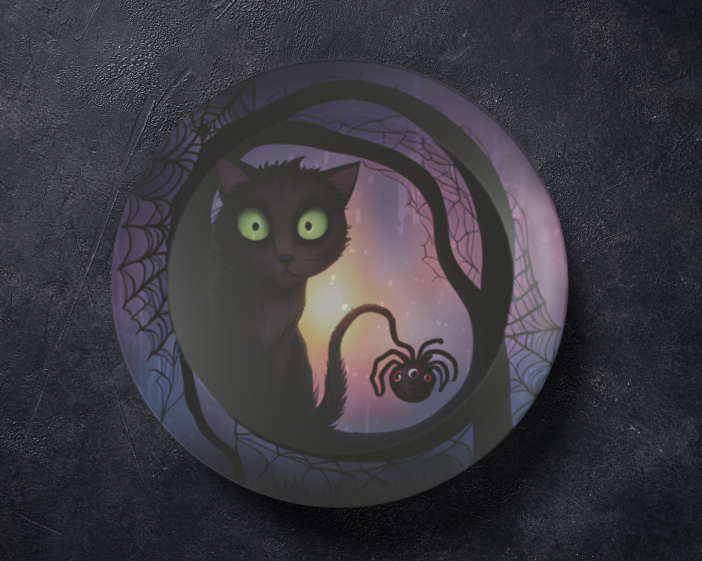 ThermoSaf Polymer Halloween Party Plates Black Cat Halloween Plates