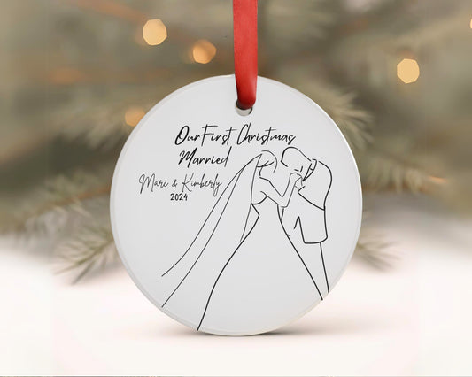 Our First Christmas Married Personalized Couple Christmas Ornament