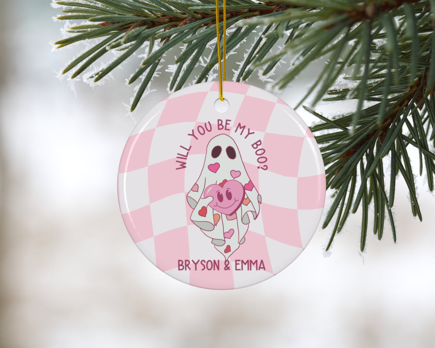 Personalized Ghost Valentines Day Ornament