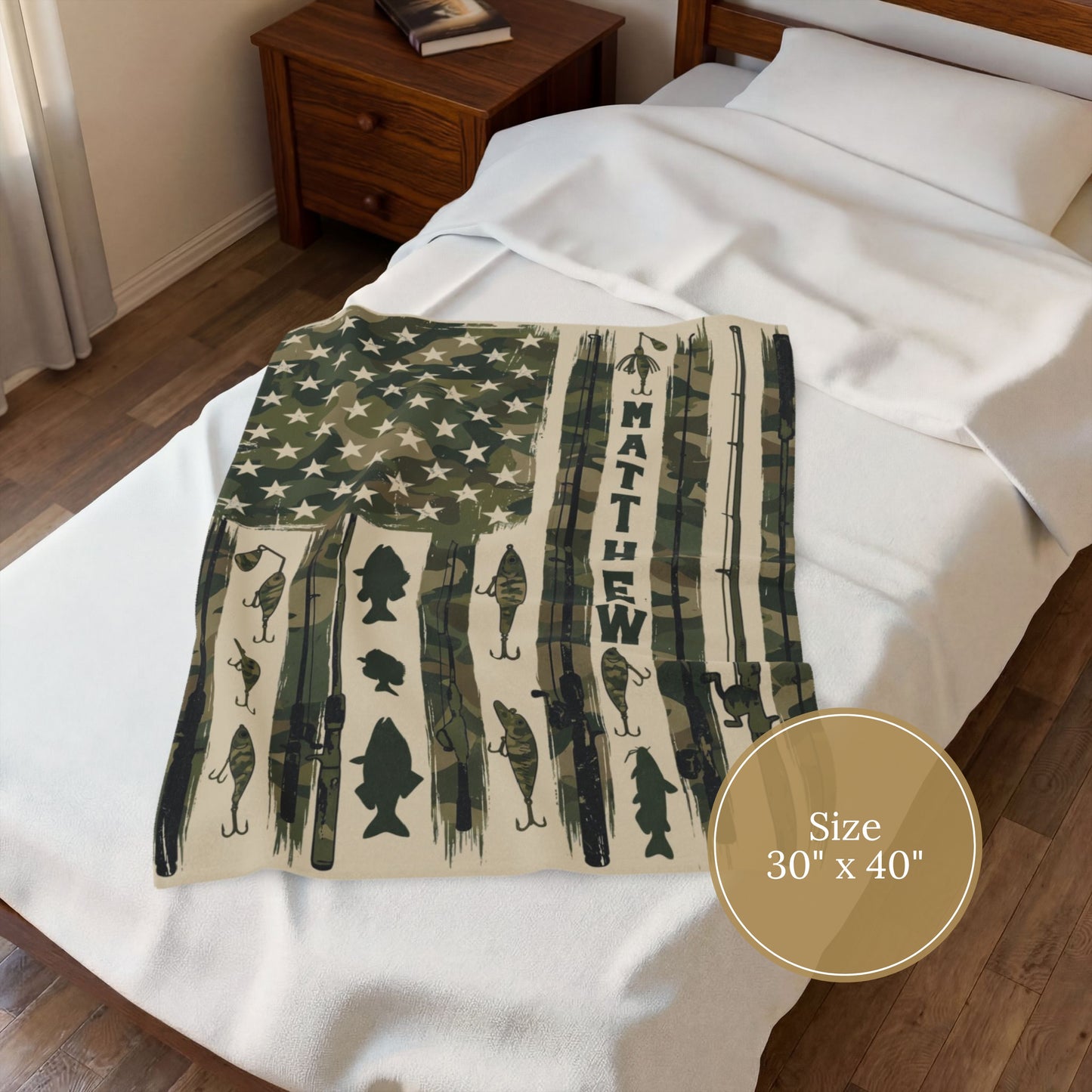 Personalized Camo Fishing Blanket