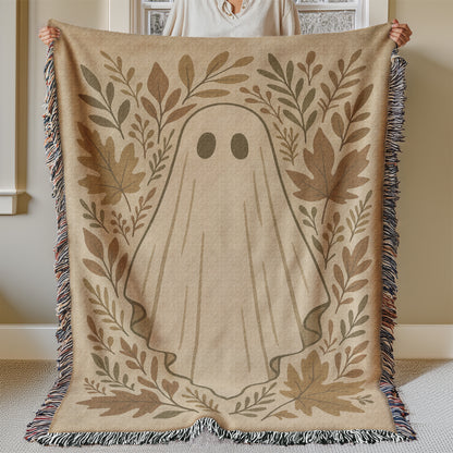 Fall Ghost Woven Throw Blanket