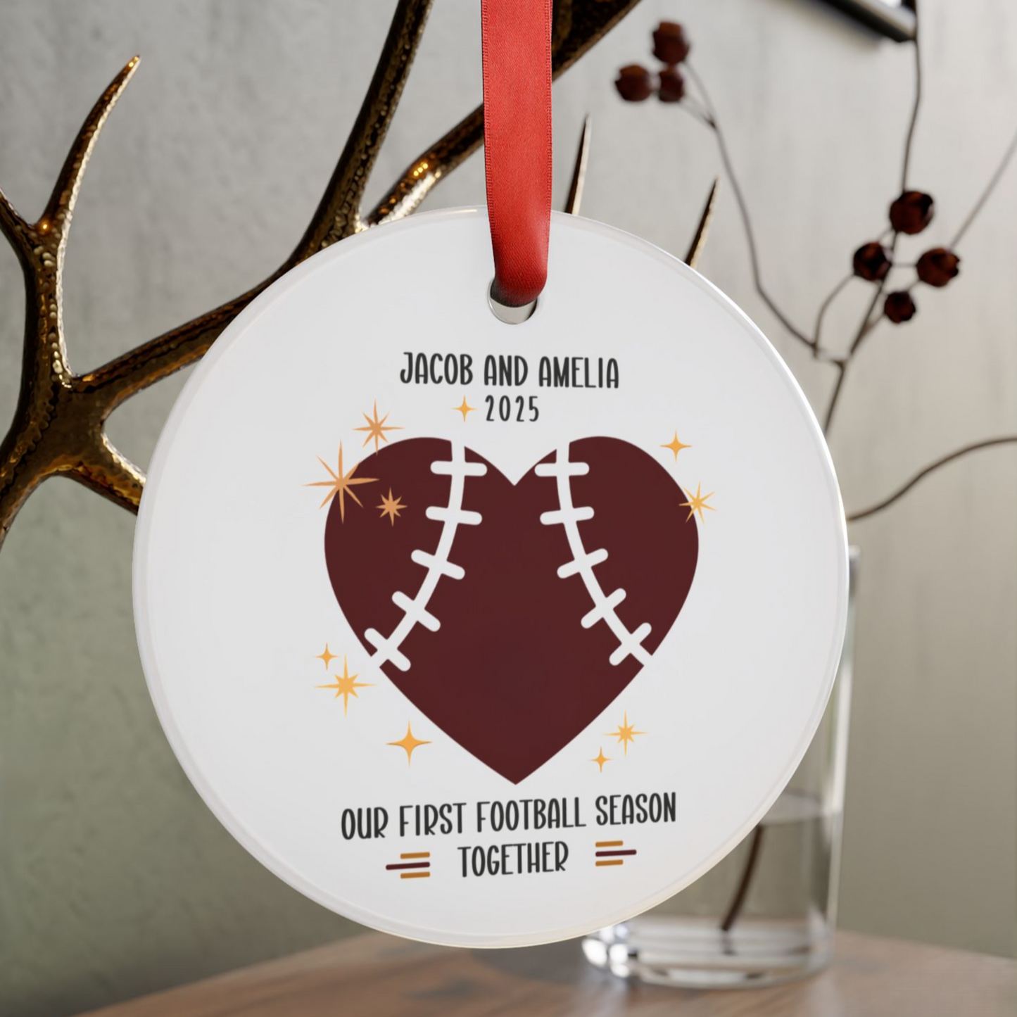 Our First Football Season Together Custom Couple Ornament