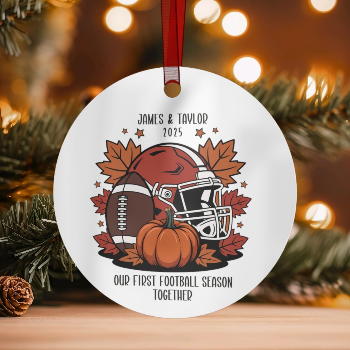 Custom Fall Football Couple Ornament