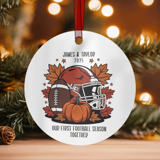 Custom Fall Football Couple Ornament
