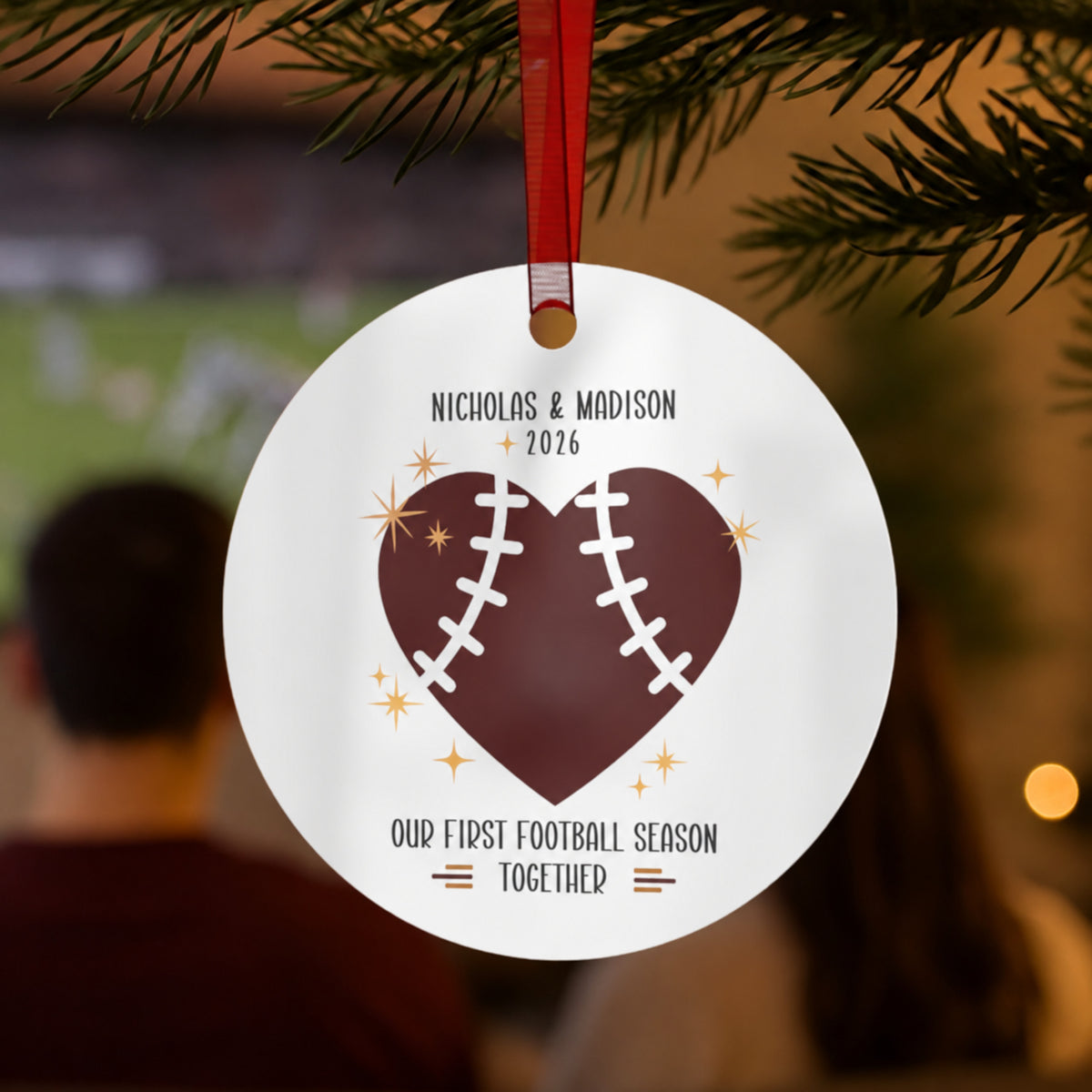 Our First Football Season Together Custom Couple Ornament