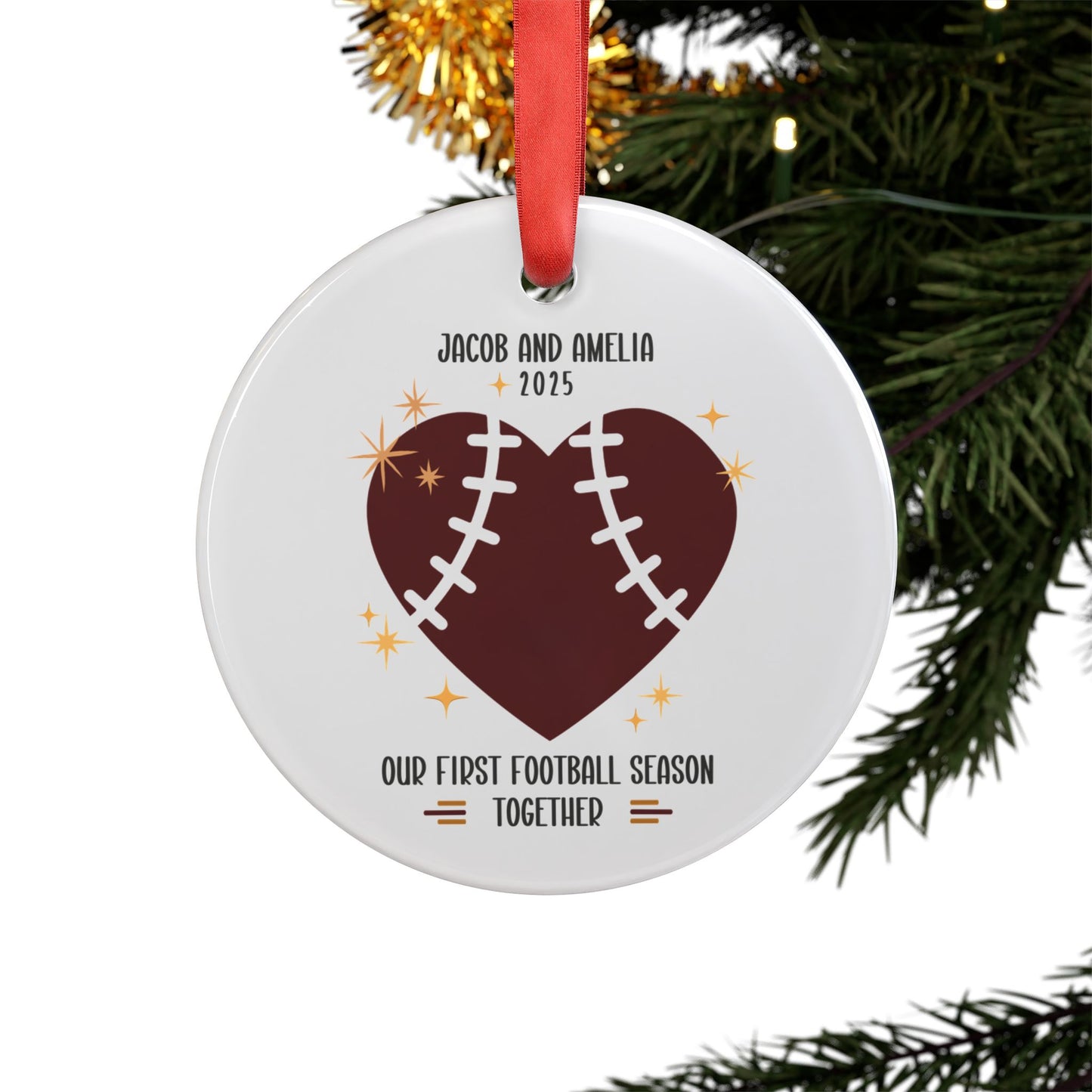 Our First Football Season Together Custom Couple Ornament