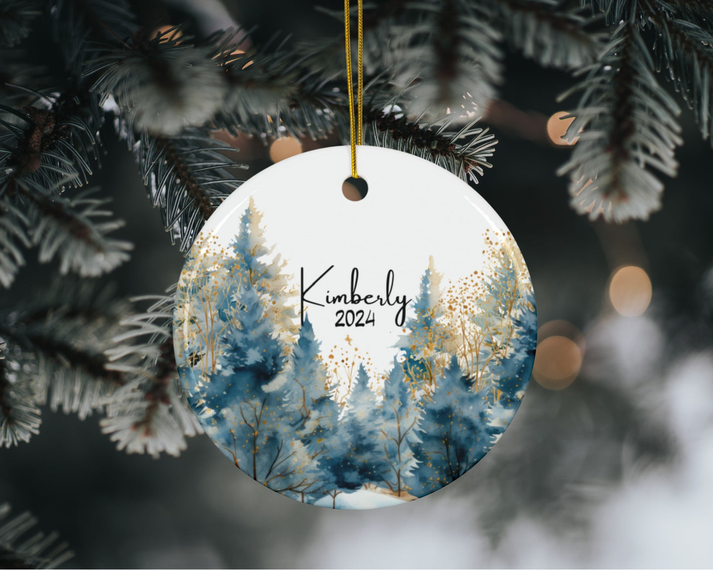 Personalized Winter Forest Christmas Ornament