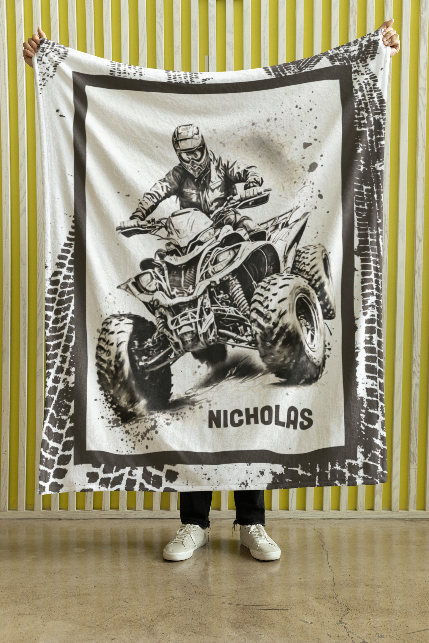 Personalized 4-Wheeler Blanket Racing Gift