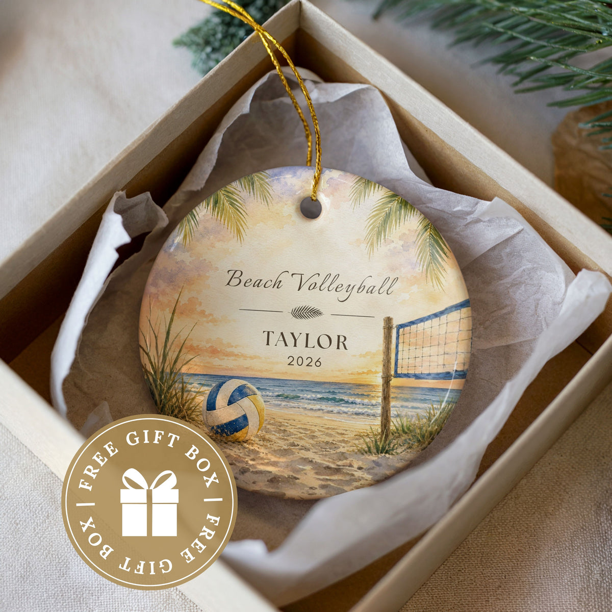Personalized Beach Volleyball Ornament
