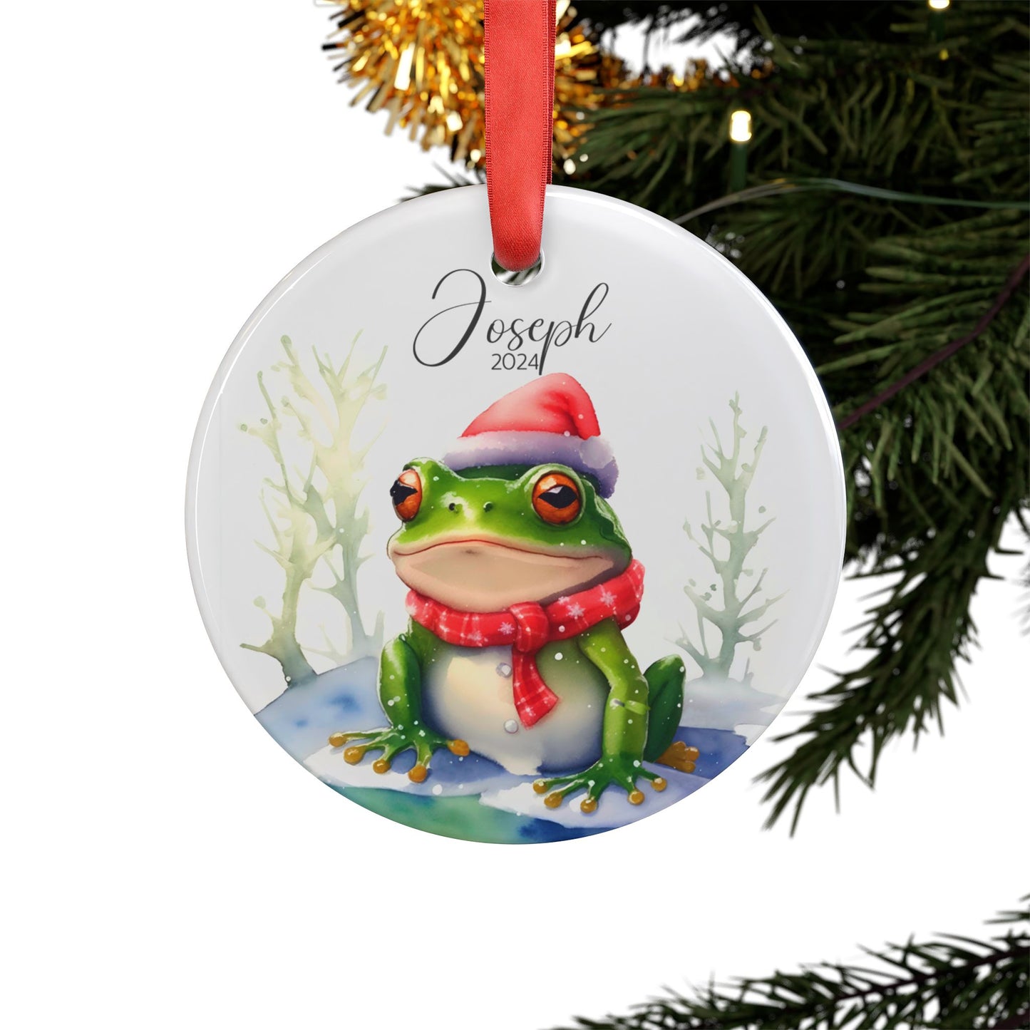 Personalized Frog Christmas Ornament