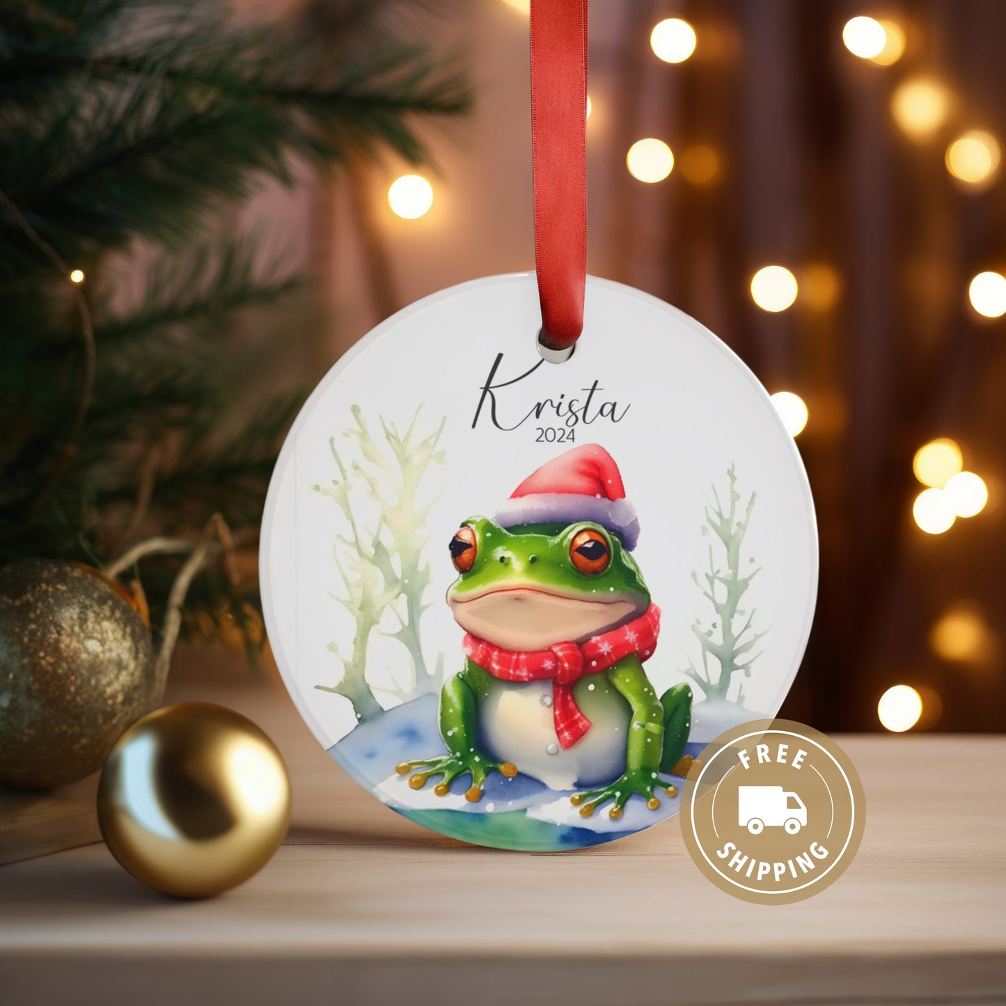 Personalized Frog Christmas Ornament