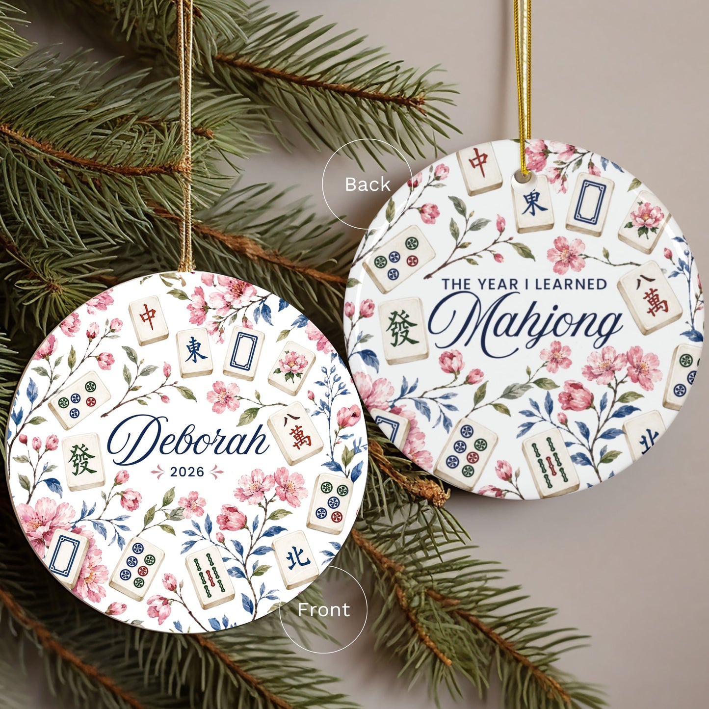 Personalized Mahjong Ceramic Ornament