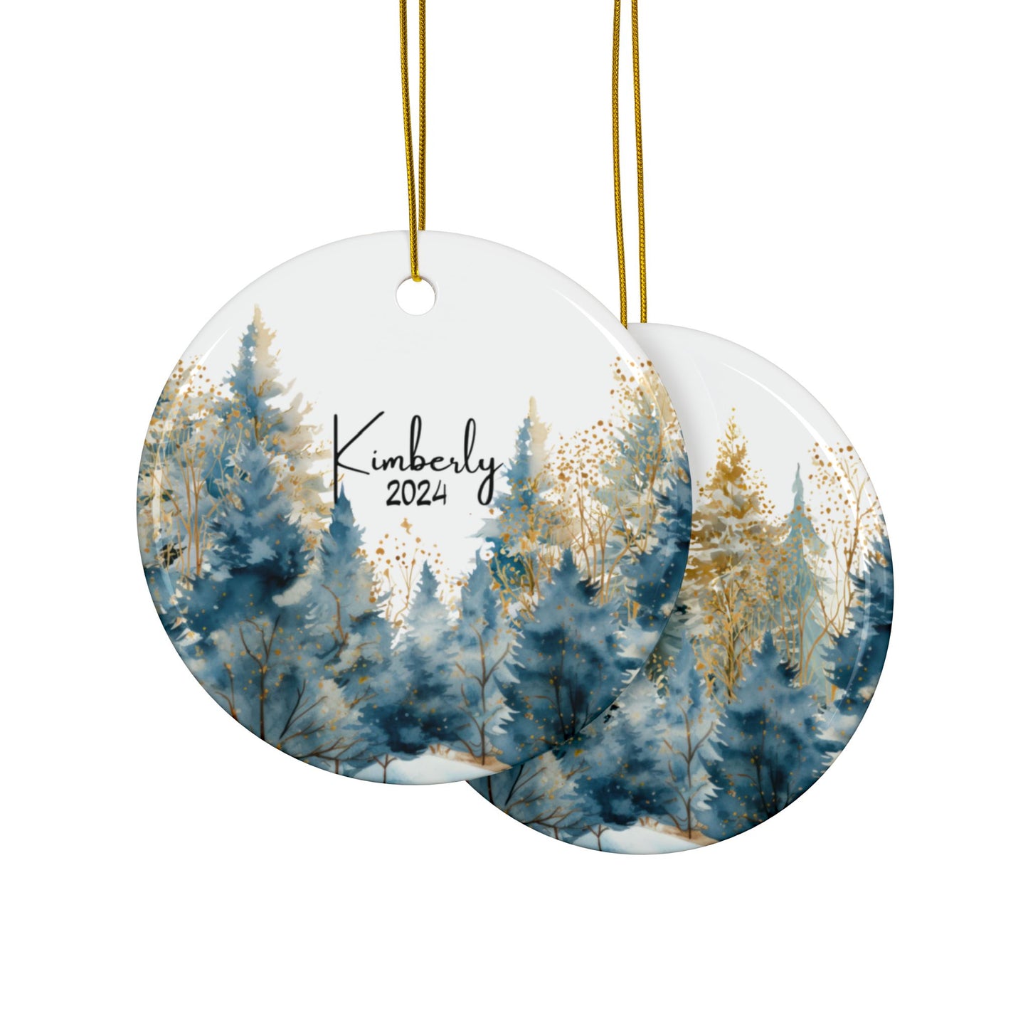 Personalized Winter Forest Christmas Ornament