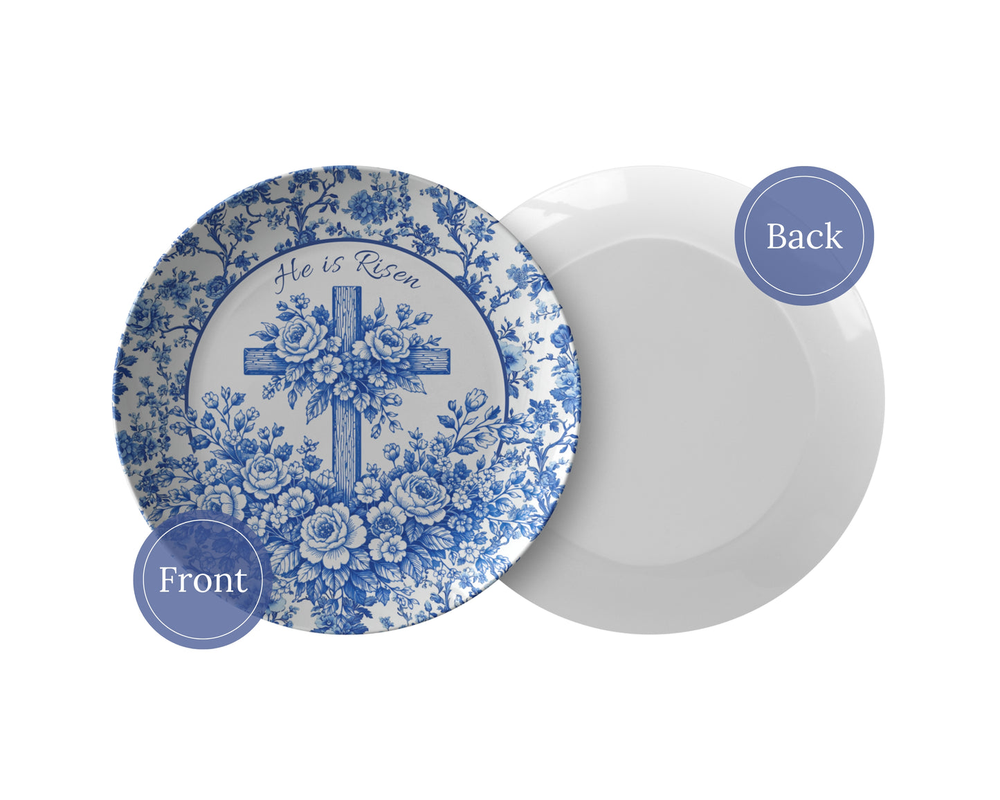 Blue Chinoiserie Floral Cross Plate