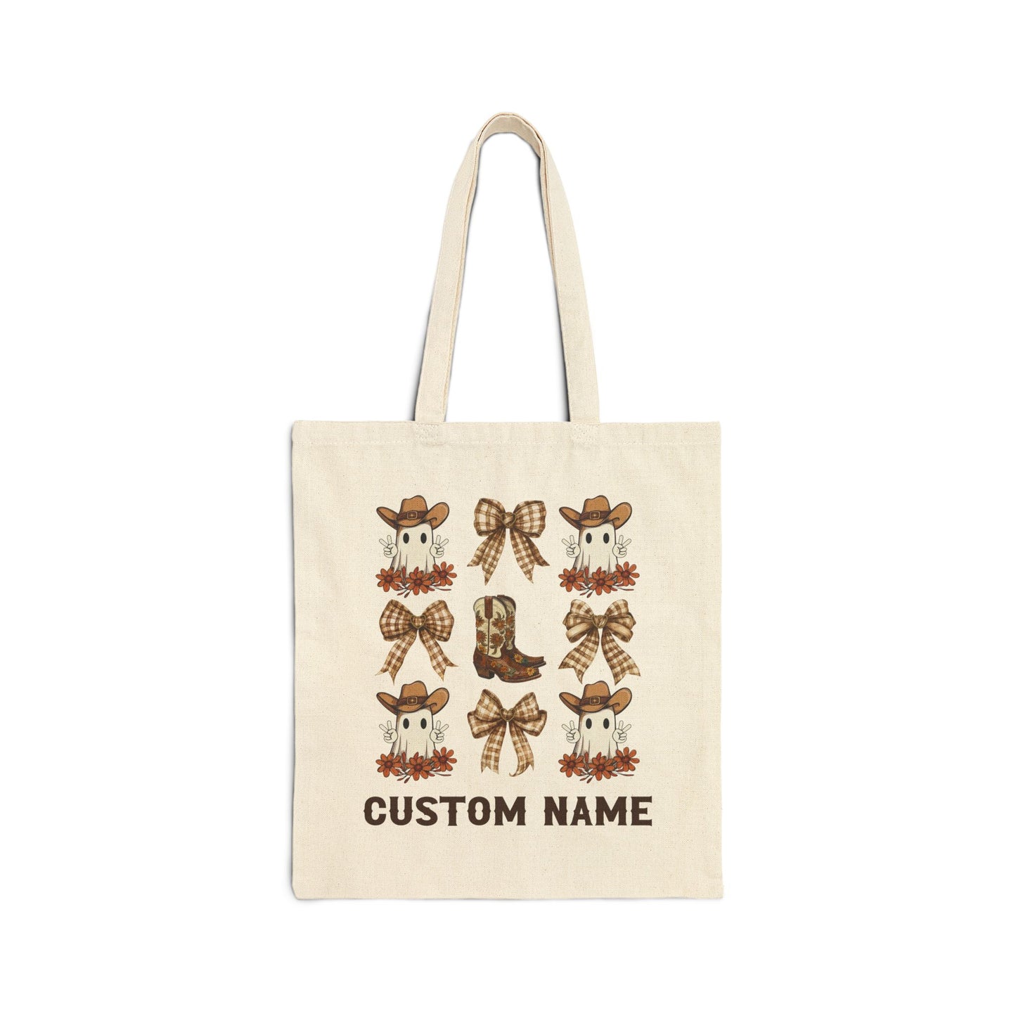 Personalized Halloween Cowboy Ghost Coquette Tote Bag