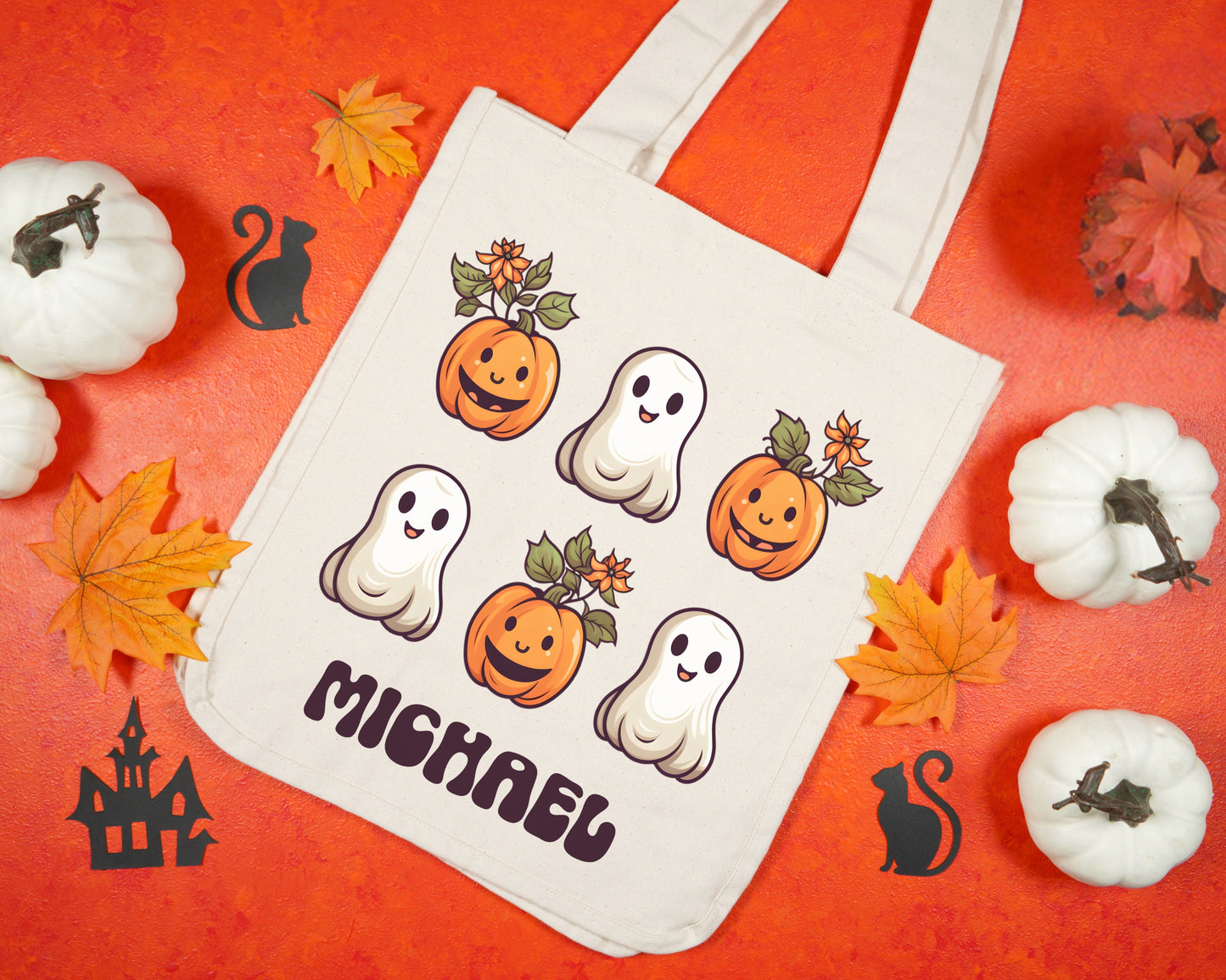 Personalized Halloween Bag Cute Ghost Trick or Treat Candy Bag