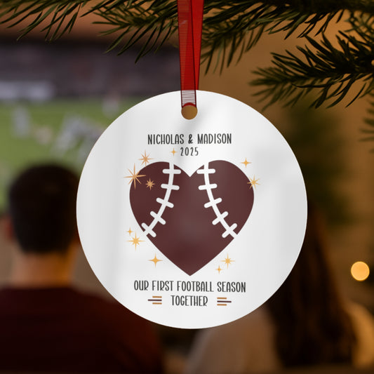 Our First Football Season Together Custom Couple Ornament