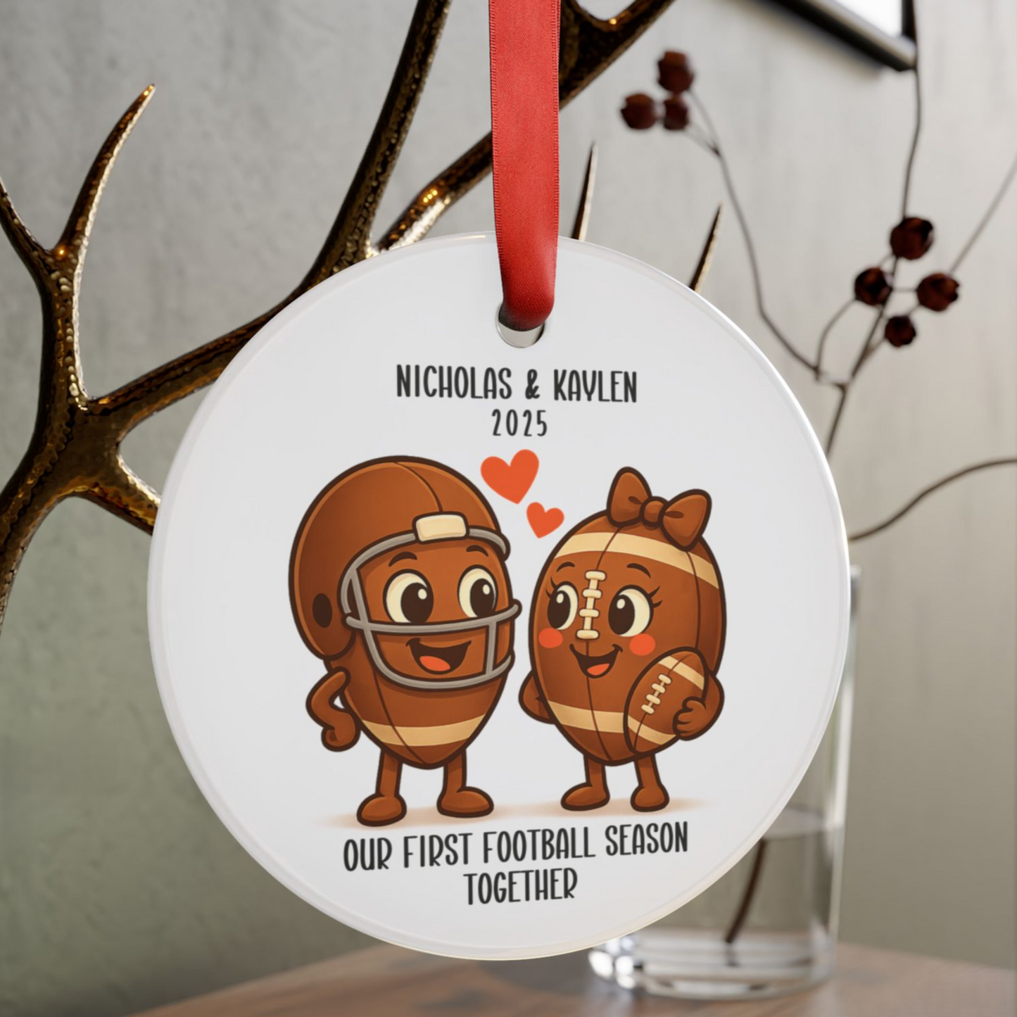 Our First Football Season Together Personalized Couple Ornament