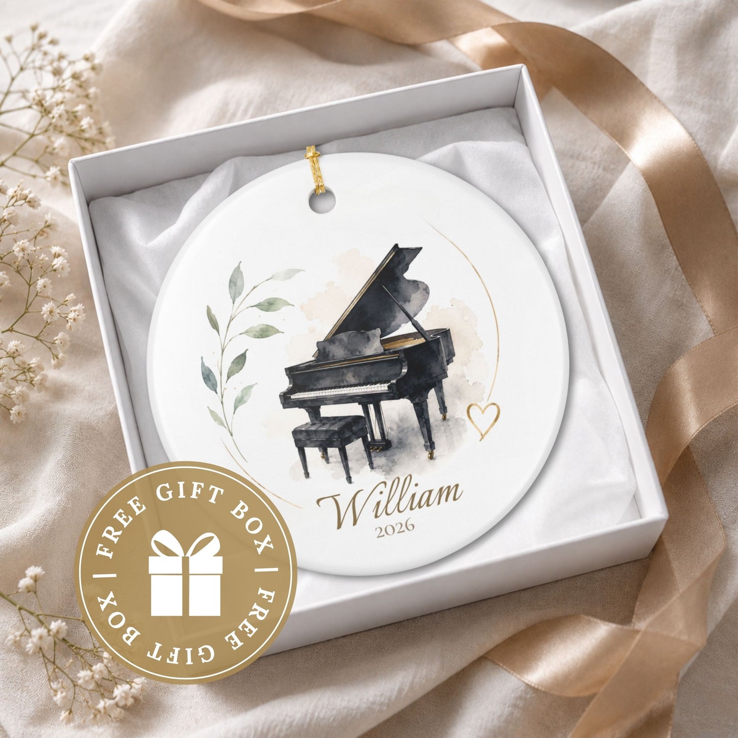 Personalized Ceramic Piano Ornament