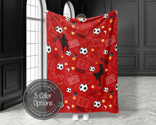 Custom Soccer Blanket Soccer Player Gift