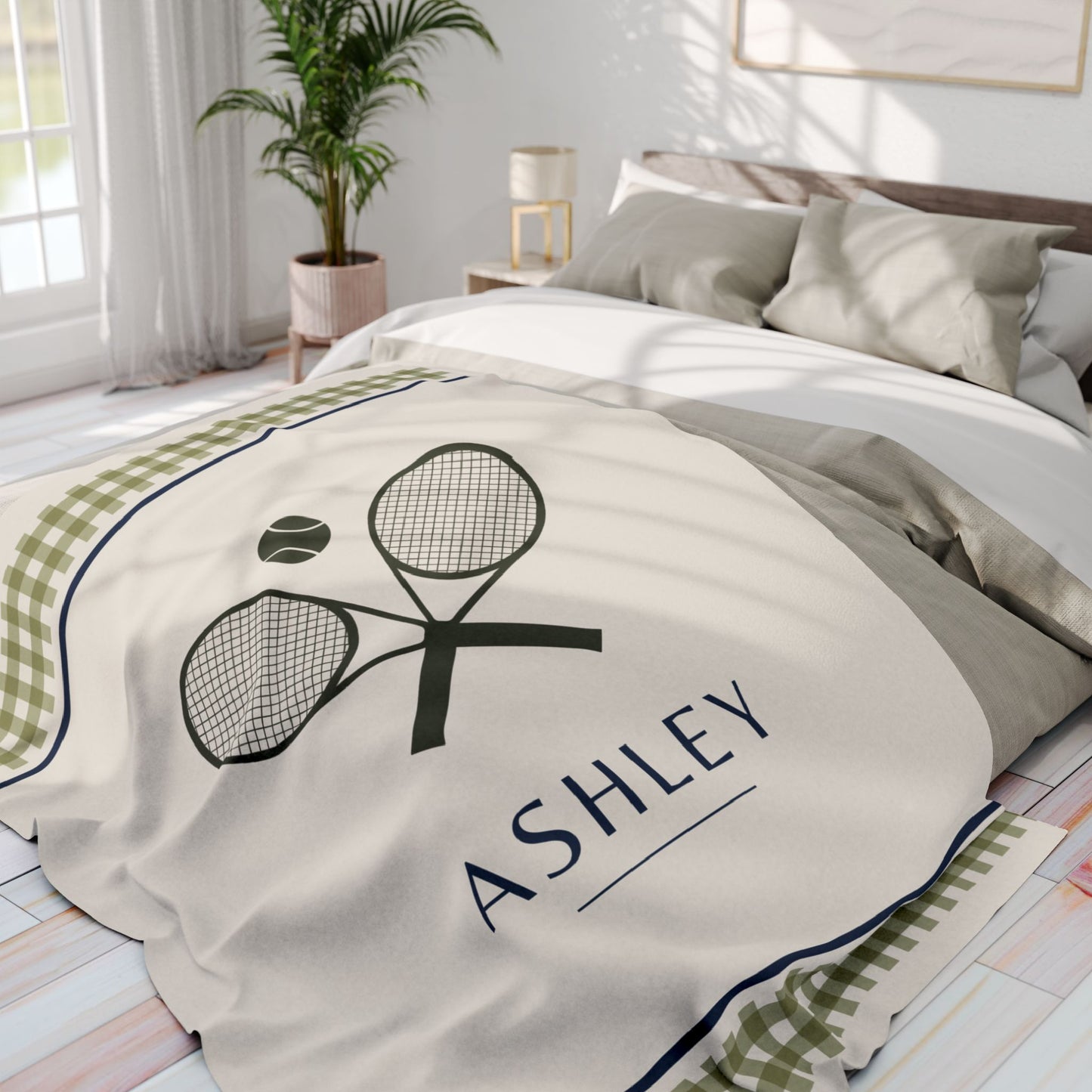 Personalized Gingham Tennis Blanket