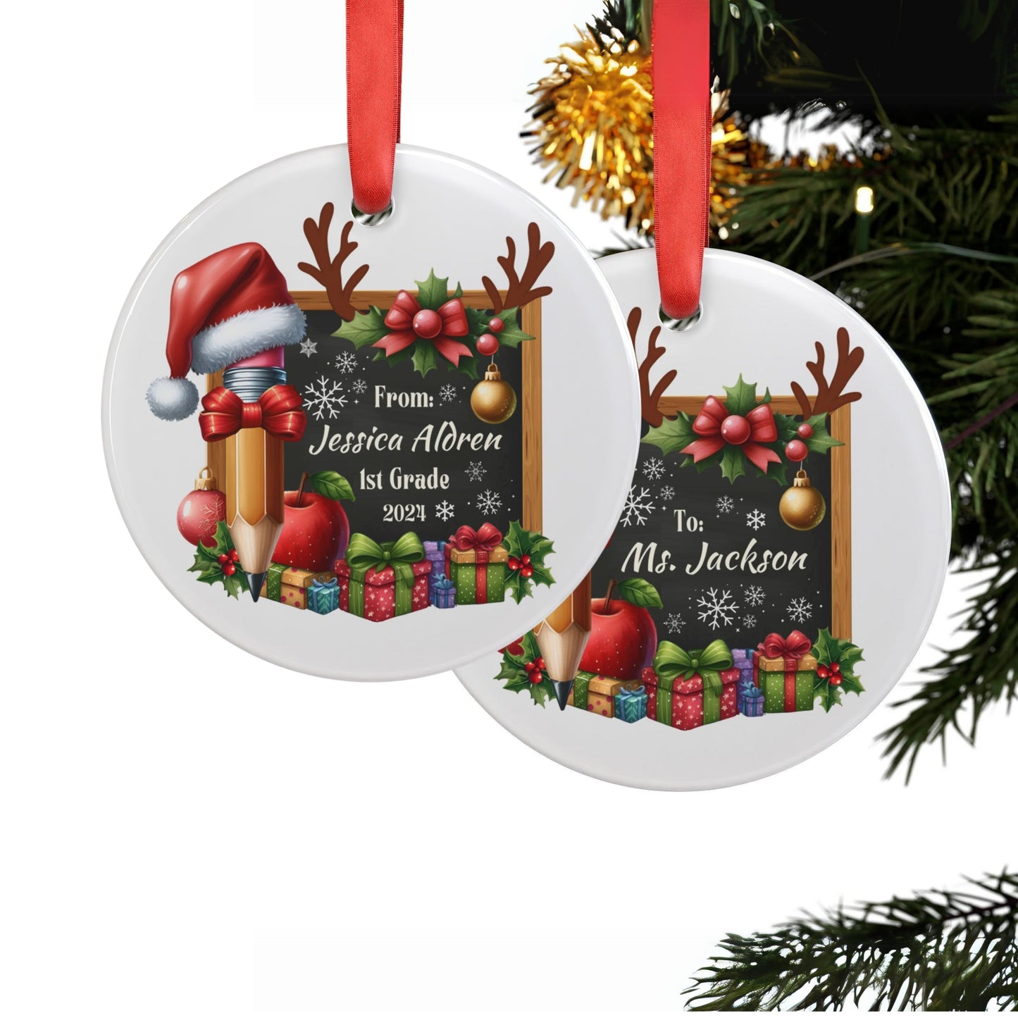 Personalized Teacher Ornament With Student Name Gift For Teacher From Student