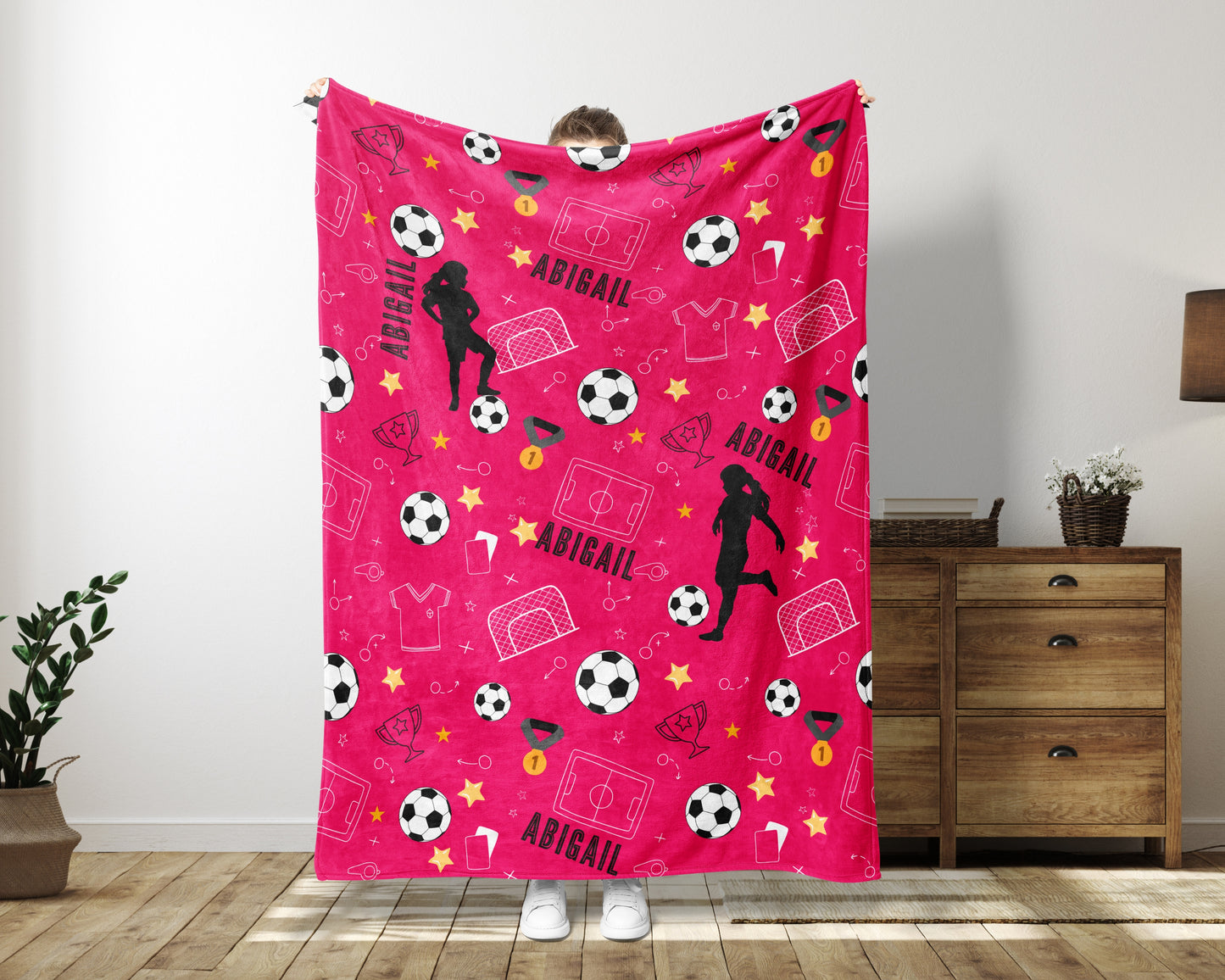 Custom Soccer Blanket Soccer Player Gift