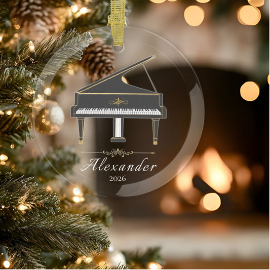 Personalized Glass Piano Ornament