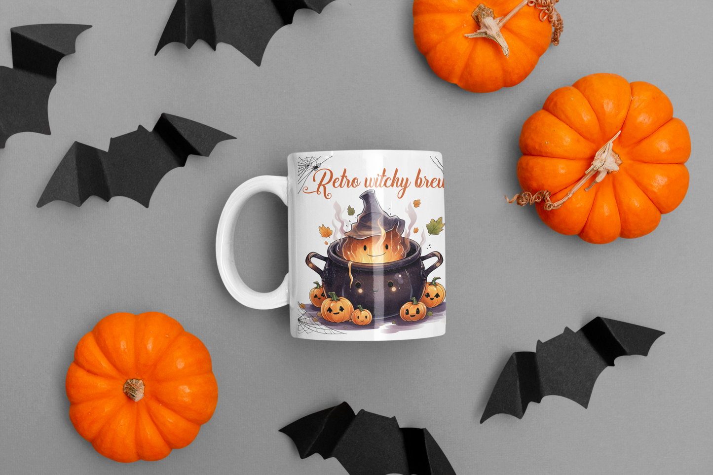 Retro Halloween Coffee Mug Spooky Season Mug Witchy Mug Halloween Gift Idea Halloween Spider Web Mug Retro Pumpkin Mug Halloween Kitchen