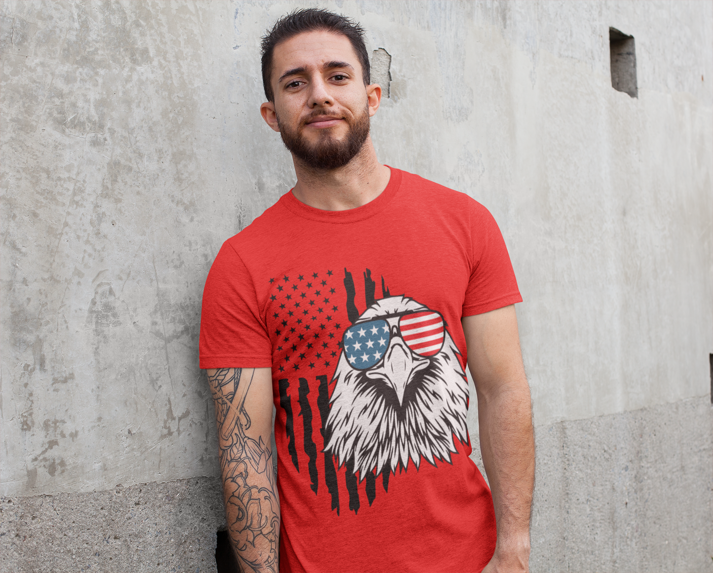 Men’s Patriotic Shirt Fourth of July TShirt Witty American Flag Shirt Patriotic Eagle With Sunglasses July 4th Gift for Him Independence Day