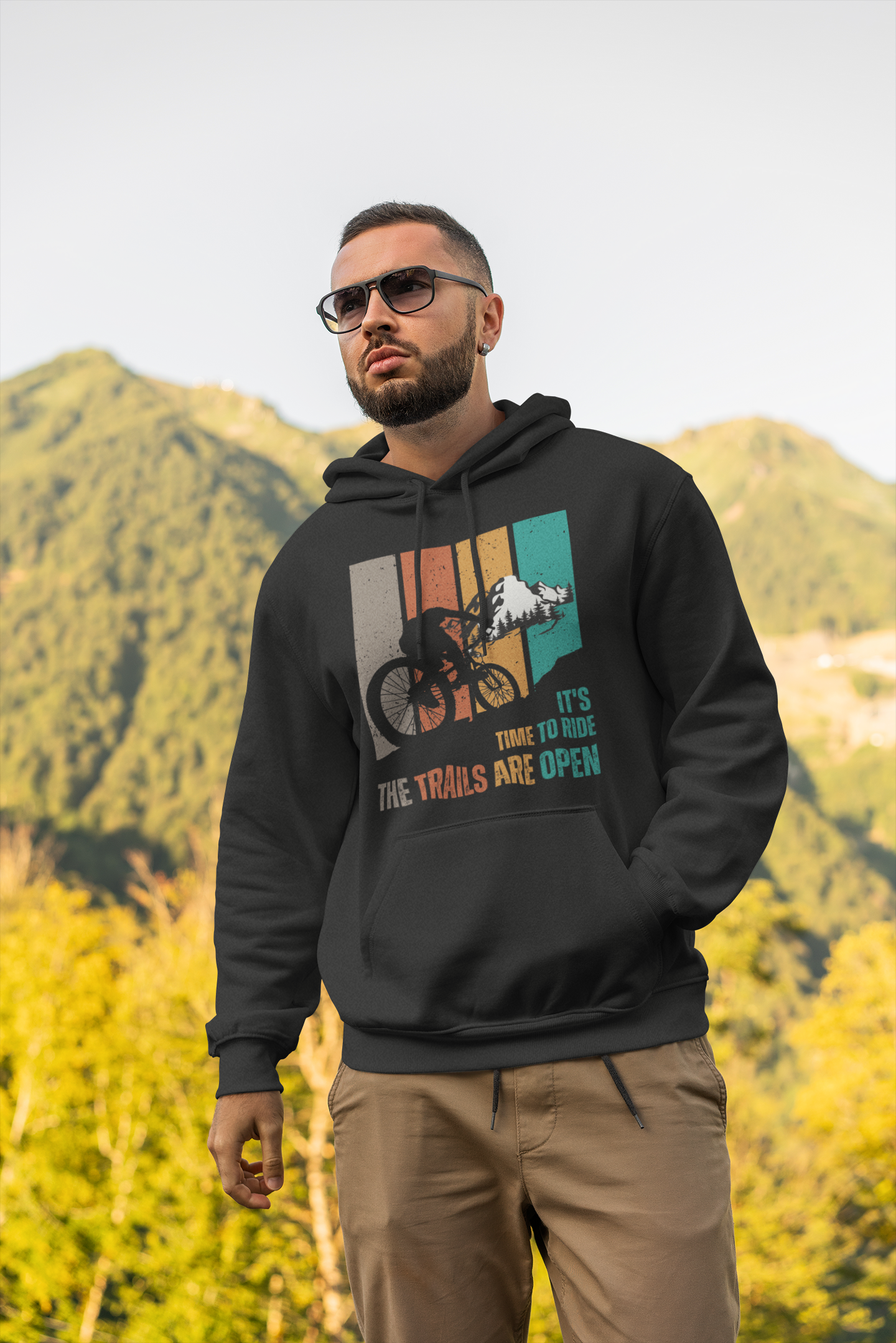 Mountain Bike Hoodie Cyclist Gift For Him Witty Retro Mountain Bike Gift for Son Cycling Sweatshirt Trail Riding Gifts For Athletic Men