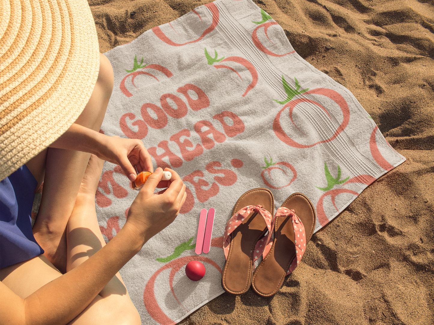 Unique Beach Towel Gift for Her Red Tomato Boho Summer Towel Beach Lover Gift Pool Towel Summer Vacation Towel Large Beach Towel