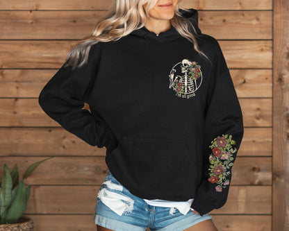 Floral Skeleton Hooded Sweatshirt