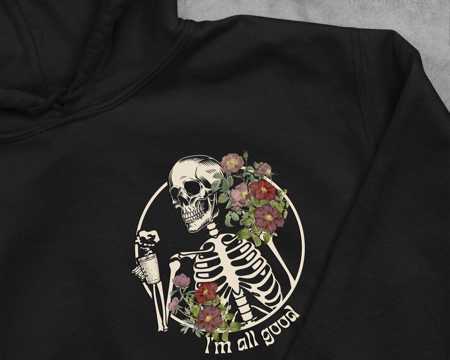 Floral Skeleton Hooded Sweatshirt