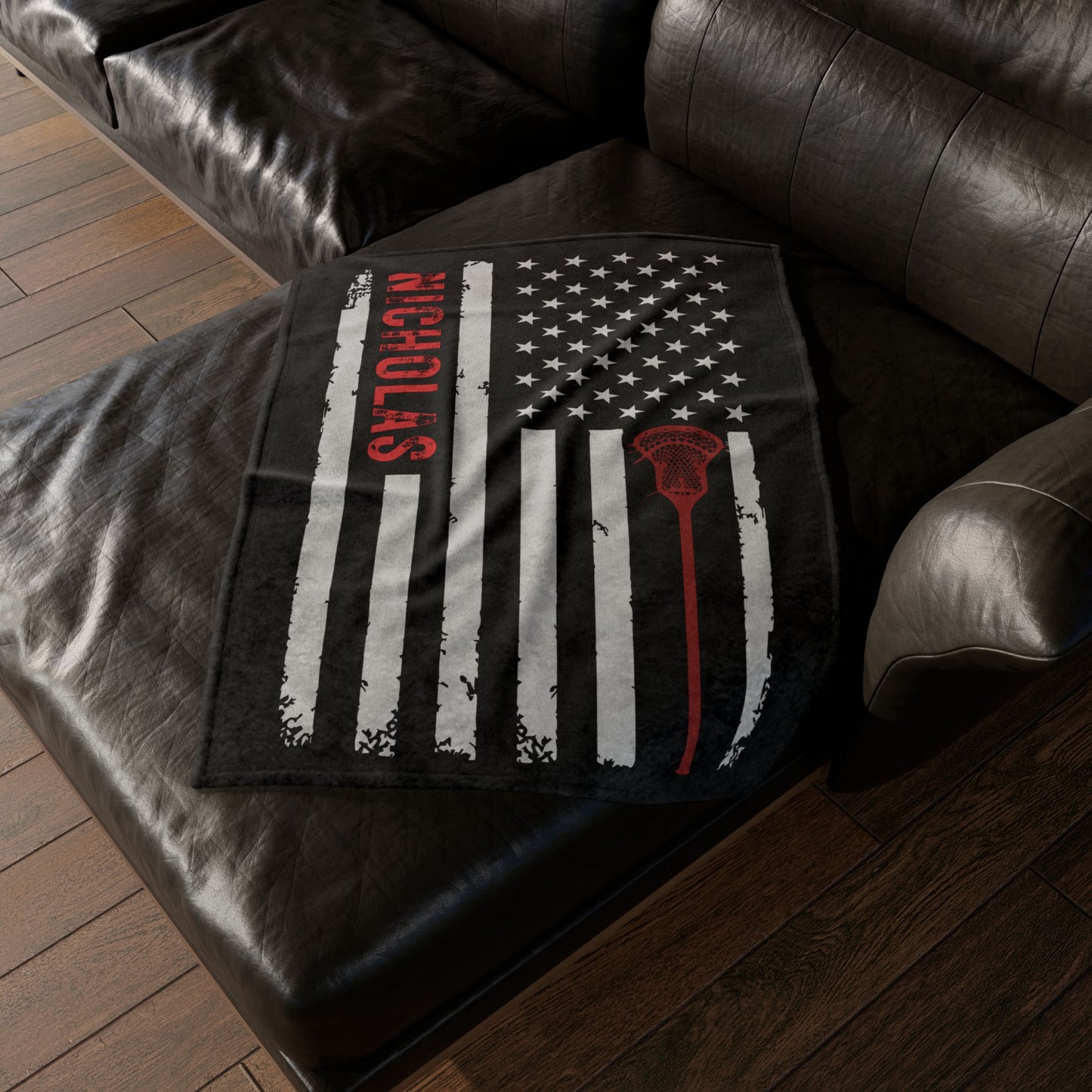 Personalized Lacrosse Flag Blanket