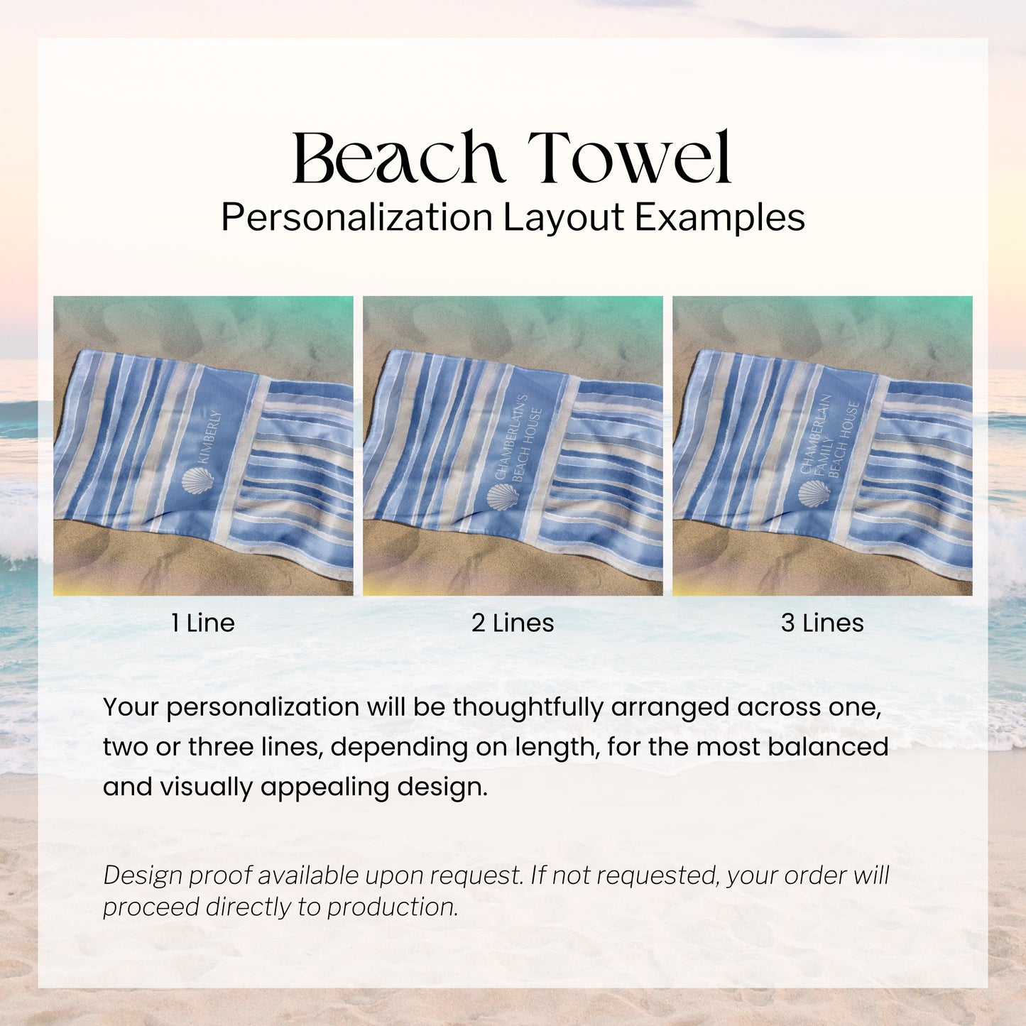 Personalized Coastal Stripe Beach Towel