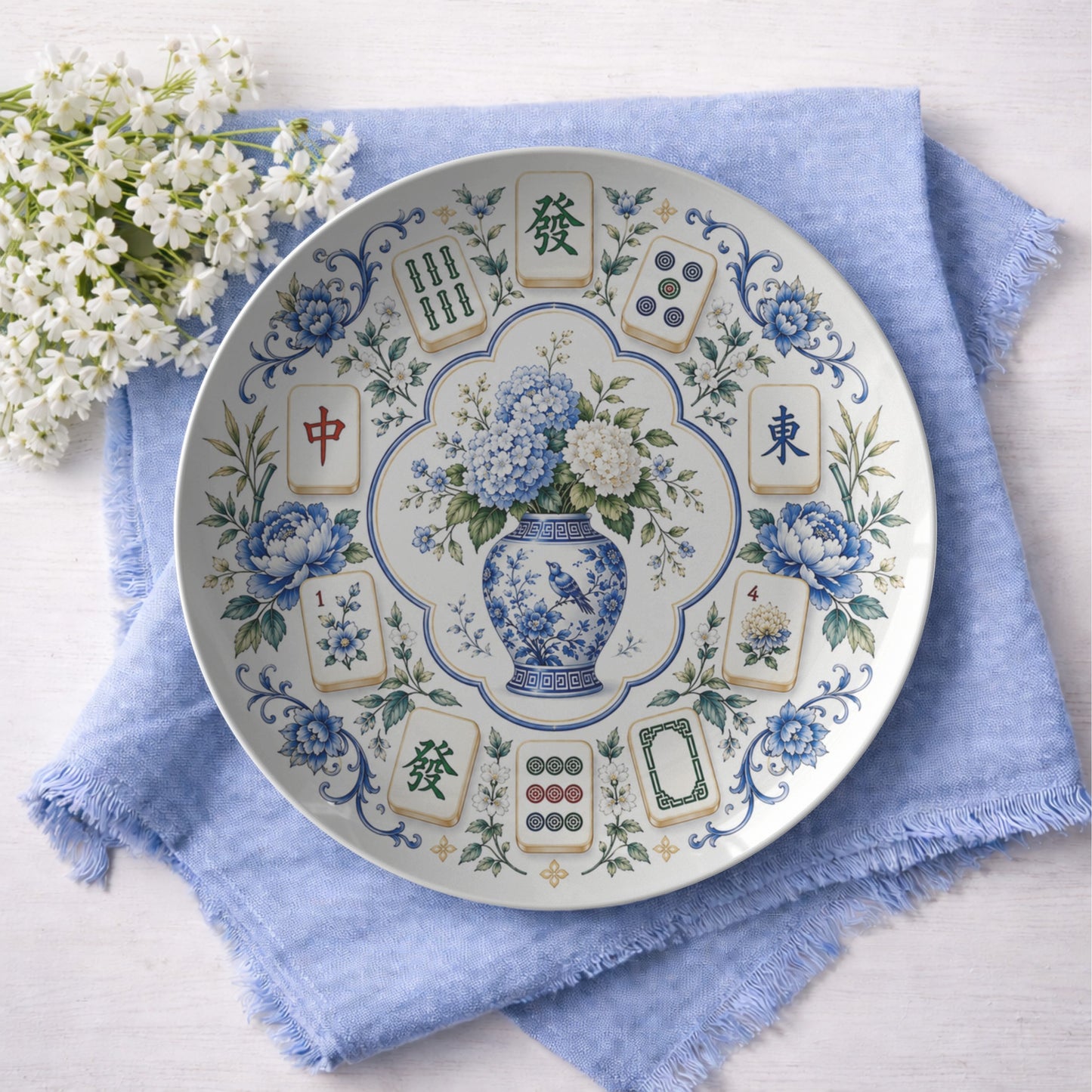 Chinoiserie Mahjong Plates